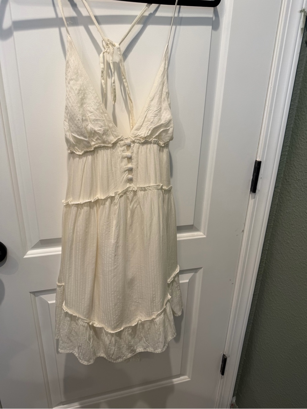 NWT Urban Outfitters Cream Tiered Ruffle Mini Dress